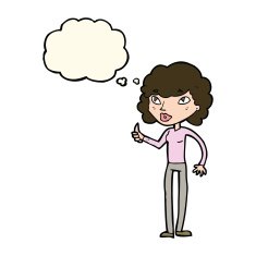cartoon woman giving thumbs up symbol with thought bubble N48
