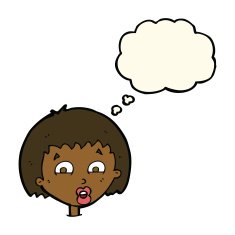 cartoon shocked expression with thought bubble N13