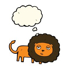 cartoon lion with thought bubble N12