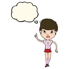 cartoon woman with idea thought bubble N190
