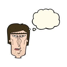 cartoon angry face with thought bubble N21