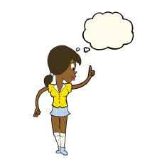 cartoon girl with idea thought bubble N14