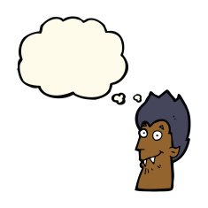 cartoon vampire head with thought bubble N27