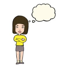 cartoon woman with crossed arms thought bubble N33
