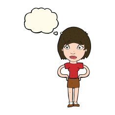 cartoon worried woman with thought bubble N62