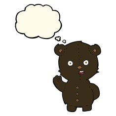 cute cartoon black bear with thought bubble N52