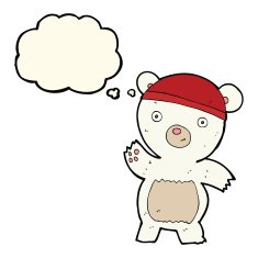cute cartoon polar bear with thought bubble N45