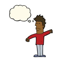 cartoon stressed man with thought bubble N49