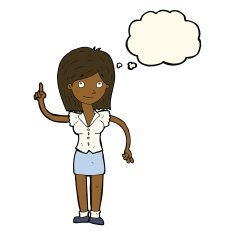 cartoon woman with idea thought bubble N191