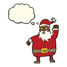 cartoon santa claus with thought bubble N141