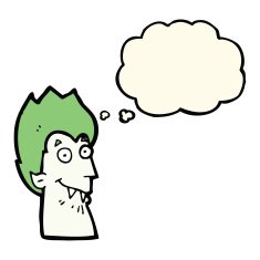 cartoon vampire head with thought bubble N28