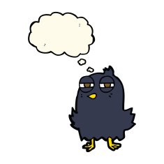 funny cartoon bird with thought bubble N97