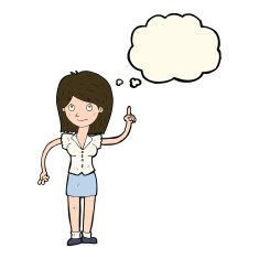 cartoon woman with idea thought bubble N192