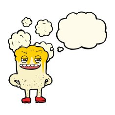 cartoon happy tooth with thought bubble N25