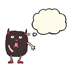 funny cartoon monster with thought bubble N22