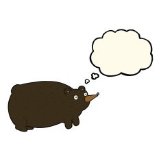 funny cartoon bear with thought bubble N21