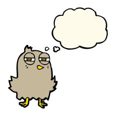 funny cartoon bird with thought bubble N99