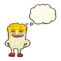 cartoon happy tooth with thought bubble N27