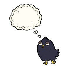 funny cartoon bird with thought bubble N100