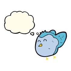 cartoon bird with thought bubble N211