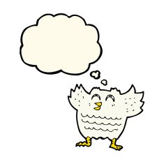 cartoon black bird with thought bubble N8