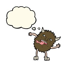 funny cartoon monster with thought bubble N24