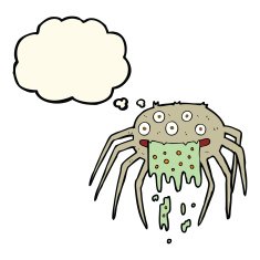 cartoon gross halloween spider with thought bubble N13