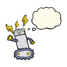 cartoon robot with thought bubble N122