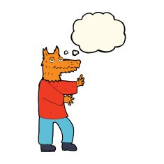 cartoon fox with thought bubble N16