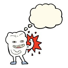cartoon strong healthy tooth with thought bubble N7