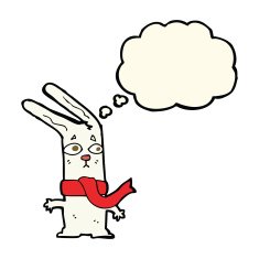 cartoon rabbit with thought bubble N69