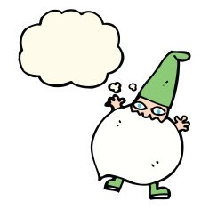 cartoon tiny santa with thought bubble N14