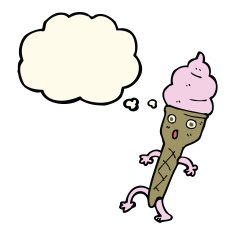 cartoon ice cream with thought bubble N7