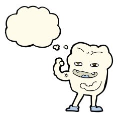 cartoon strong healthy tooth with thought bubble N8