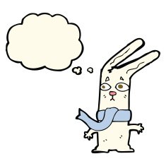 cartoon rabbit with thought bubble N70