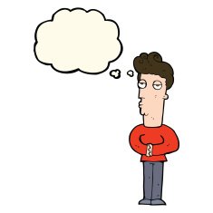 cartoon arrogant man with thought bubble N7