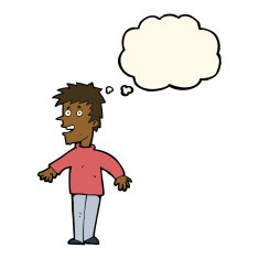 cartoon happy boy with thought bubble N163