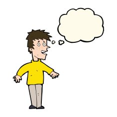 cartoon happy boy with thought bubble N164