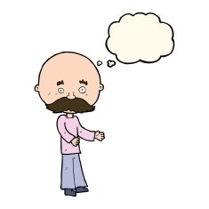 cartoon man with mustache thought bubble N68
