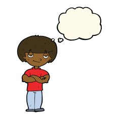 cartoon smug looking man with thought bubble N7