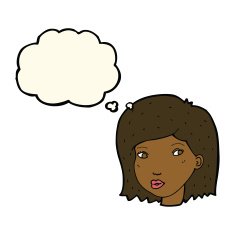 cartoon female face with thought bubble N111