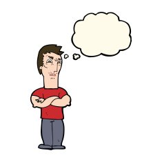 cartoon annoyed man with folded arms thought bubble N16