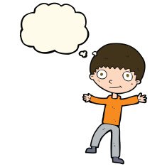 cartoon happy boy with thought bubble N166