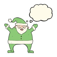 cartoon santa claus with thought bubble N146