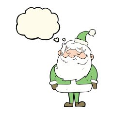 cartoon santa claus with thought bubble N149