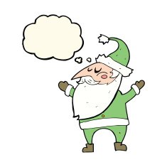 cartoon santa claus with thought bubble N150
