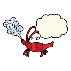 cartoon shrimp with thought bubble N23