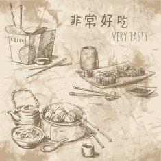 Chinese food drawings é å¸¸å¥½å - very tasty free image download