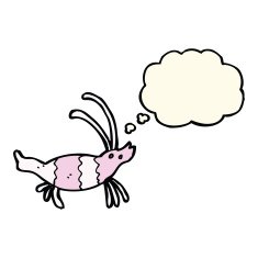 cartoon shrimp with thought bubble N24