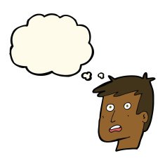 cartoon unhappy face with thought bubble N14